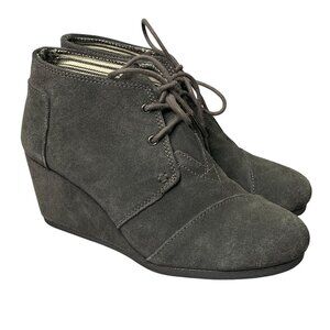 Toms Gray‎ Wedge Ankle Boots Size 8